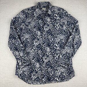 Etro Shirt Mens Blue Psychedelic Jaguar AOP button up Italy Made (Read)